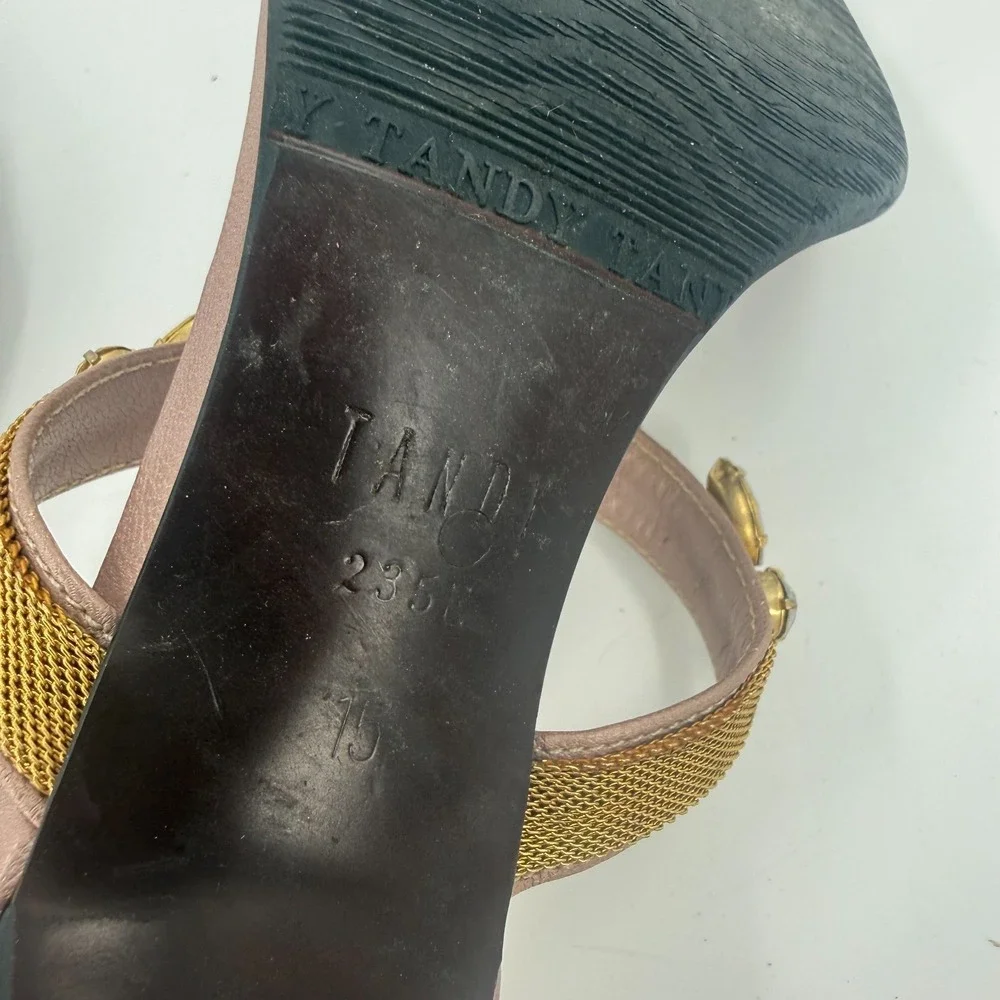 Tandy Stiletto Heel Sandals Womens Size 15 Bronze Embellished Open Toe Partywear